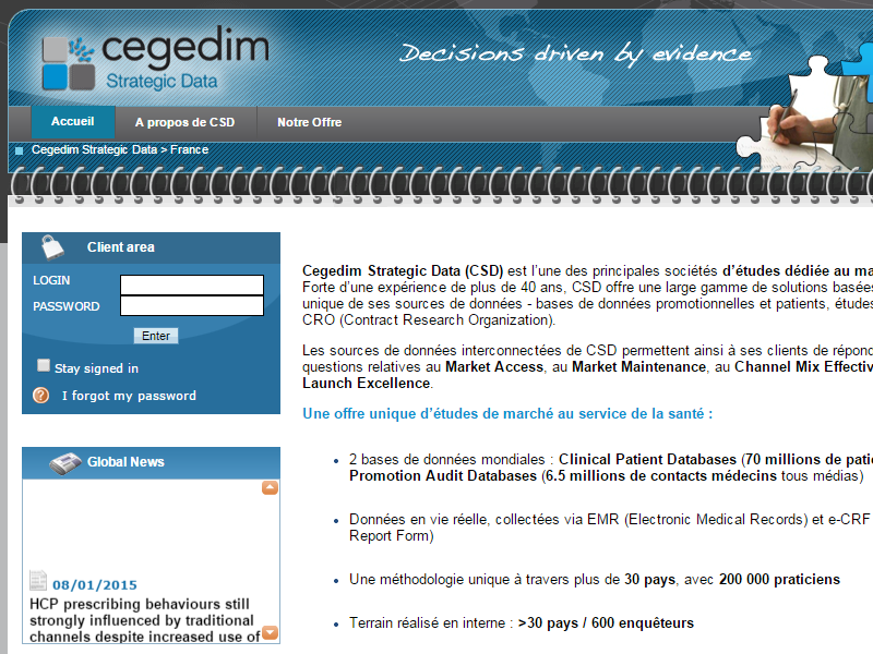 Portail Web de Cegedim Strategic Data